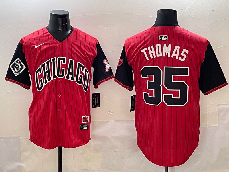 Men Chicago White Sox #35 Thomas Red Stripe Joint Name 2025 Nike MLB Jersey style 6